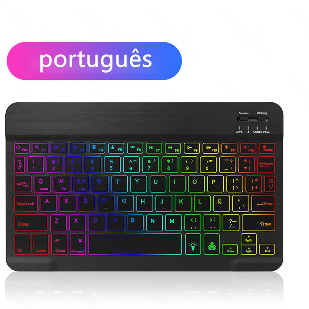 EMTRA Backlit Backlight Bluetooth Keyboard Mouse For IOS Android Windows For iPad Portuguese keyboard Spanish keyboard and Mouse