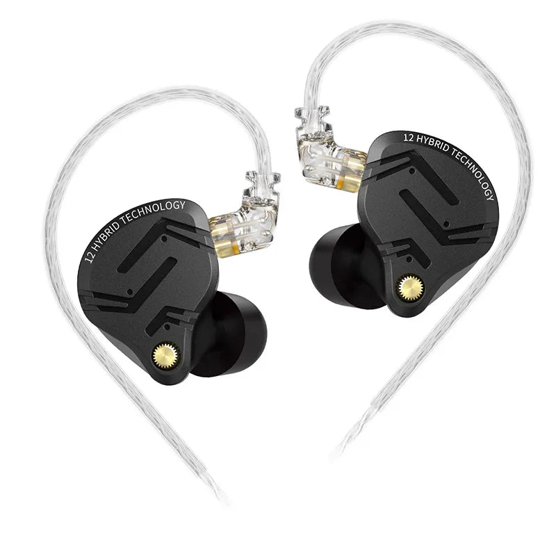 KZ ZS12 PRO X Metal Earphones with hybrid technology, HiFi sound, and detachable cable.