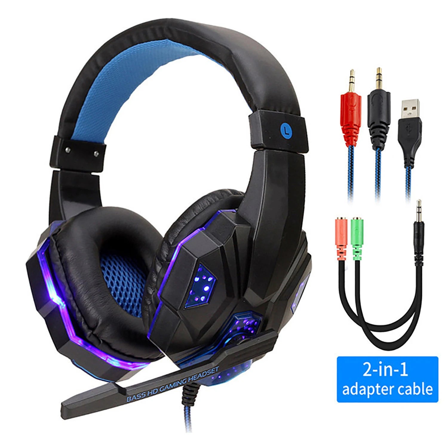 Professional LED Light Wired Gaming Headphones With Microphone