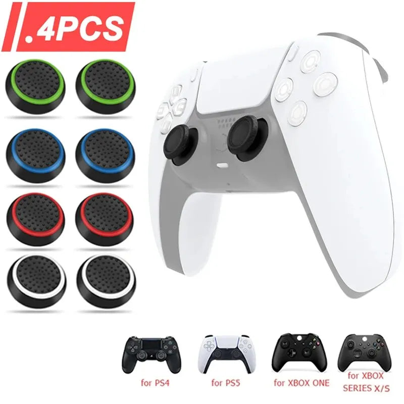 4Pcs Silicone Gel Thumb Grips Cover for PS5, PS4, Xbox Controllers