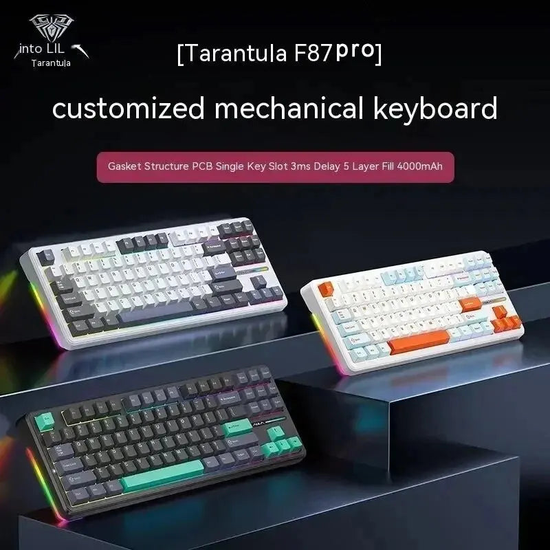 AULA F87 Pro Mechanical Keyboard, 87 Key RGB, Wireless, Bluetooth, USB, Tri-Mode.