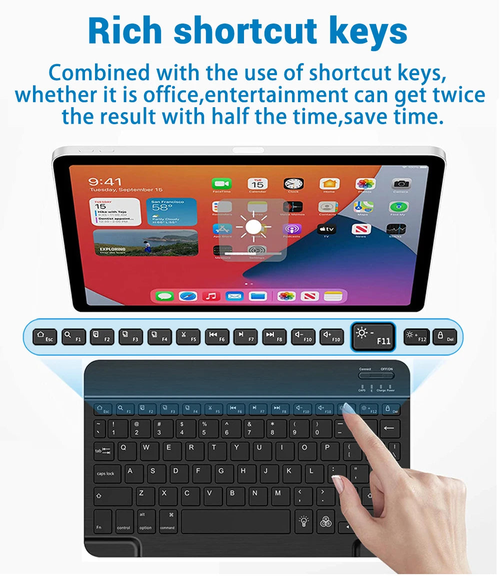 EMTRA Backlit Backlight Bluetooth Keyboard Mouse For IOS Android Windows For iPad Portuguese keyboard Spanish keyboard and Mouse