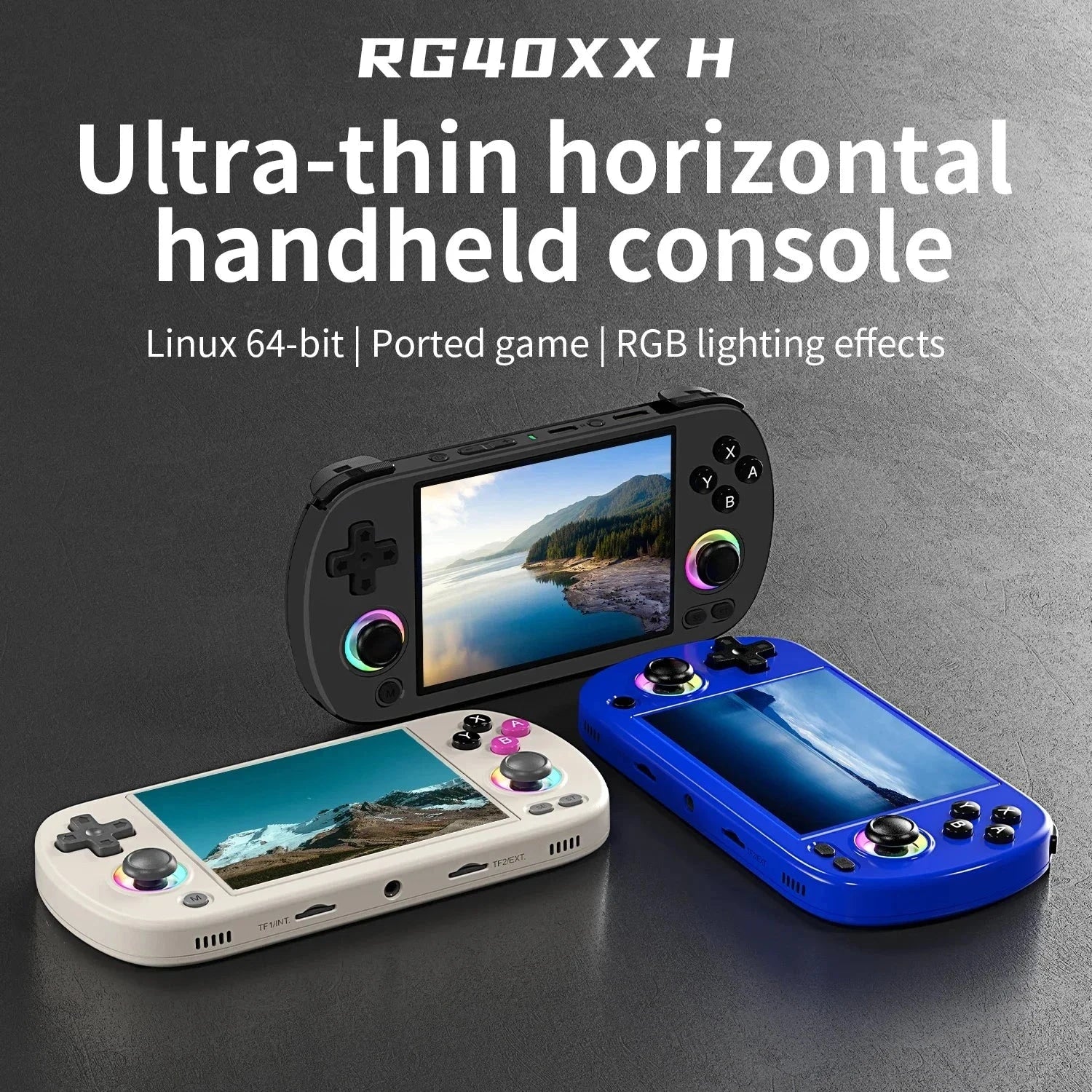 ANBERNIC RG40XX H Handheld Game Console 4'' Screen Linux System Joystick RGB Lighting Effect RG40XXH Video Player Smartpro Gifts