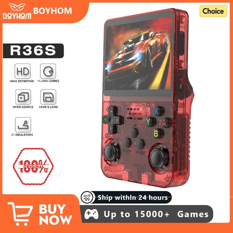 Retro video game console with 3.5-inch IPS screen, supports 64GB/128G games, ideal for kids.