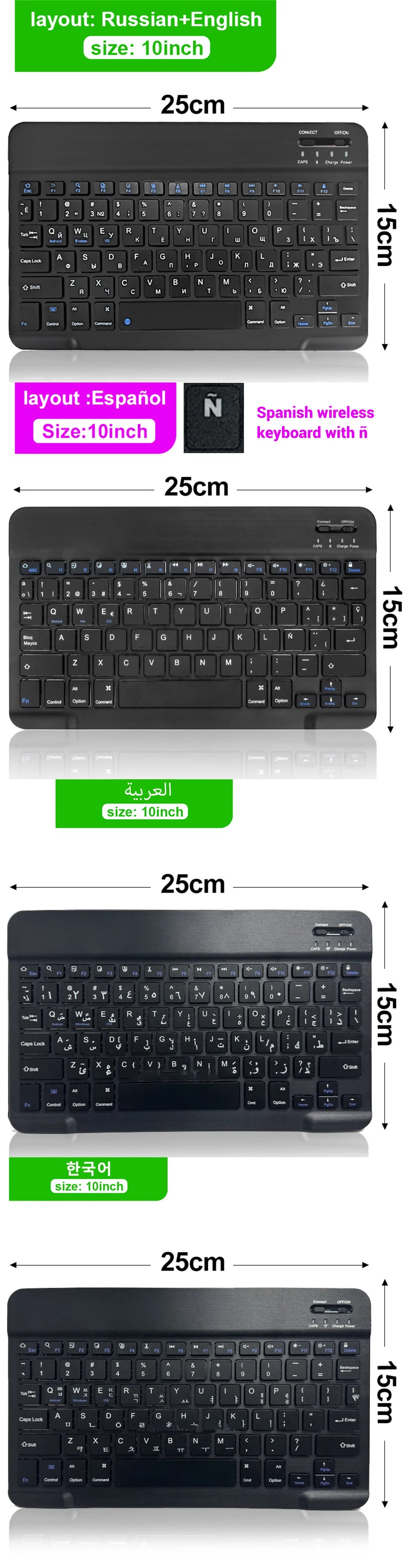 EMTRA Backlit Backlight Bluetooth Keyboard Mouse For IOS Android Windows For iPad Portuguese keyboard Spanish keyboard and Mouse