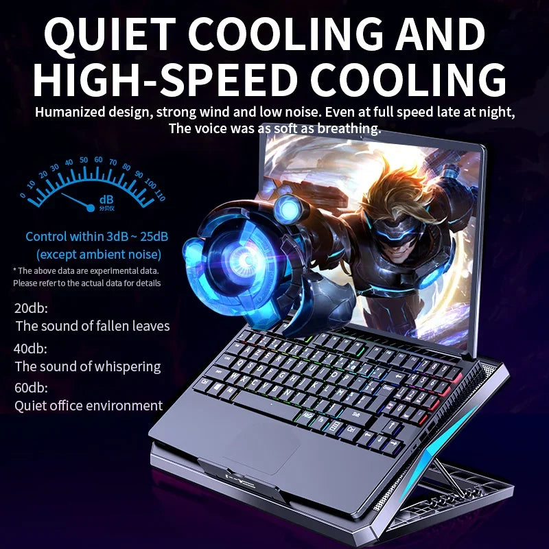 Gaming Laptop Cooler With Six Fans