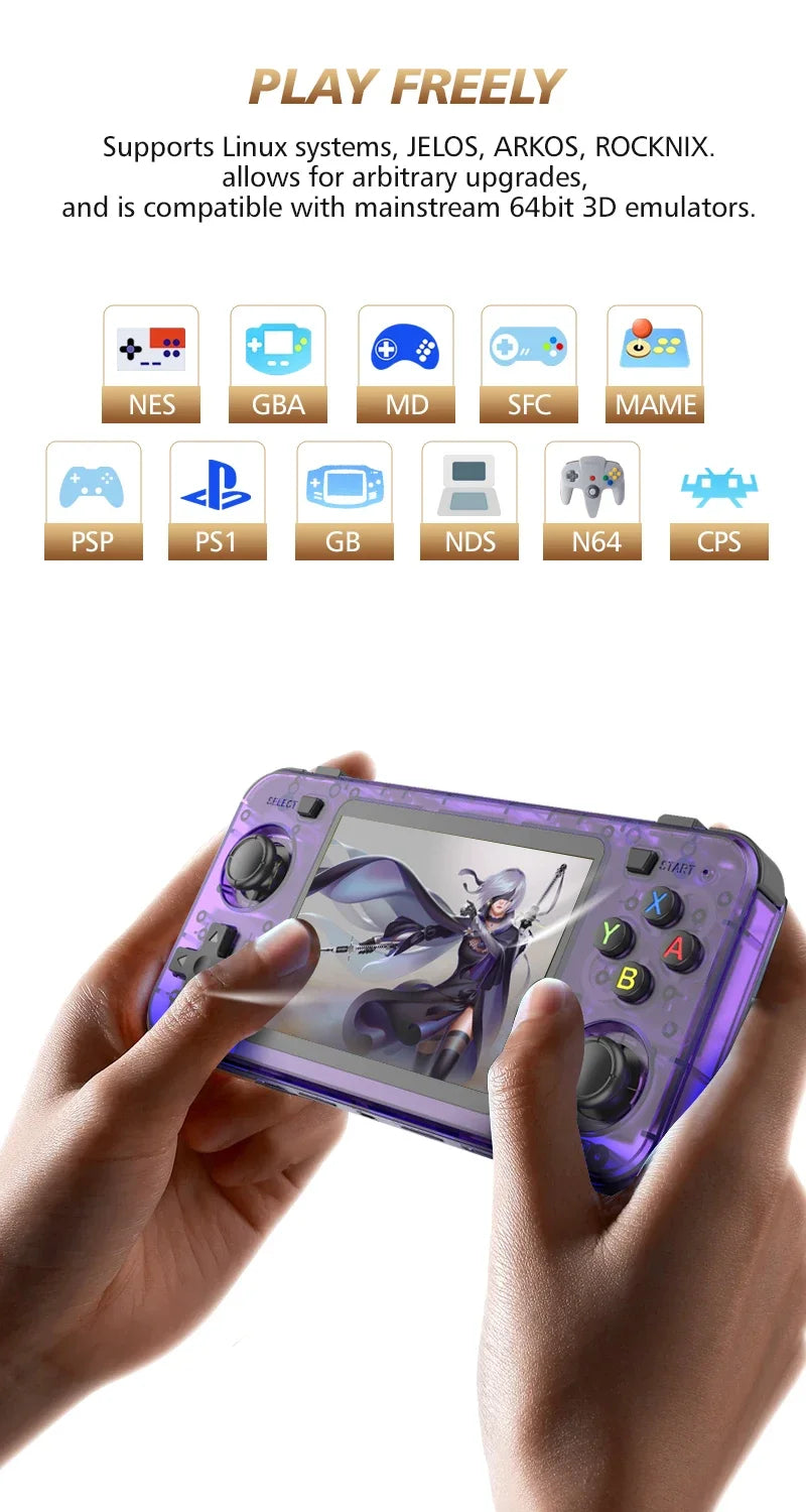 Open source R36H retro handheld video game console Linux system 3.5-inch IPS screen portable pocket video player 64GB games