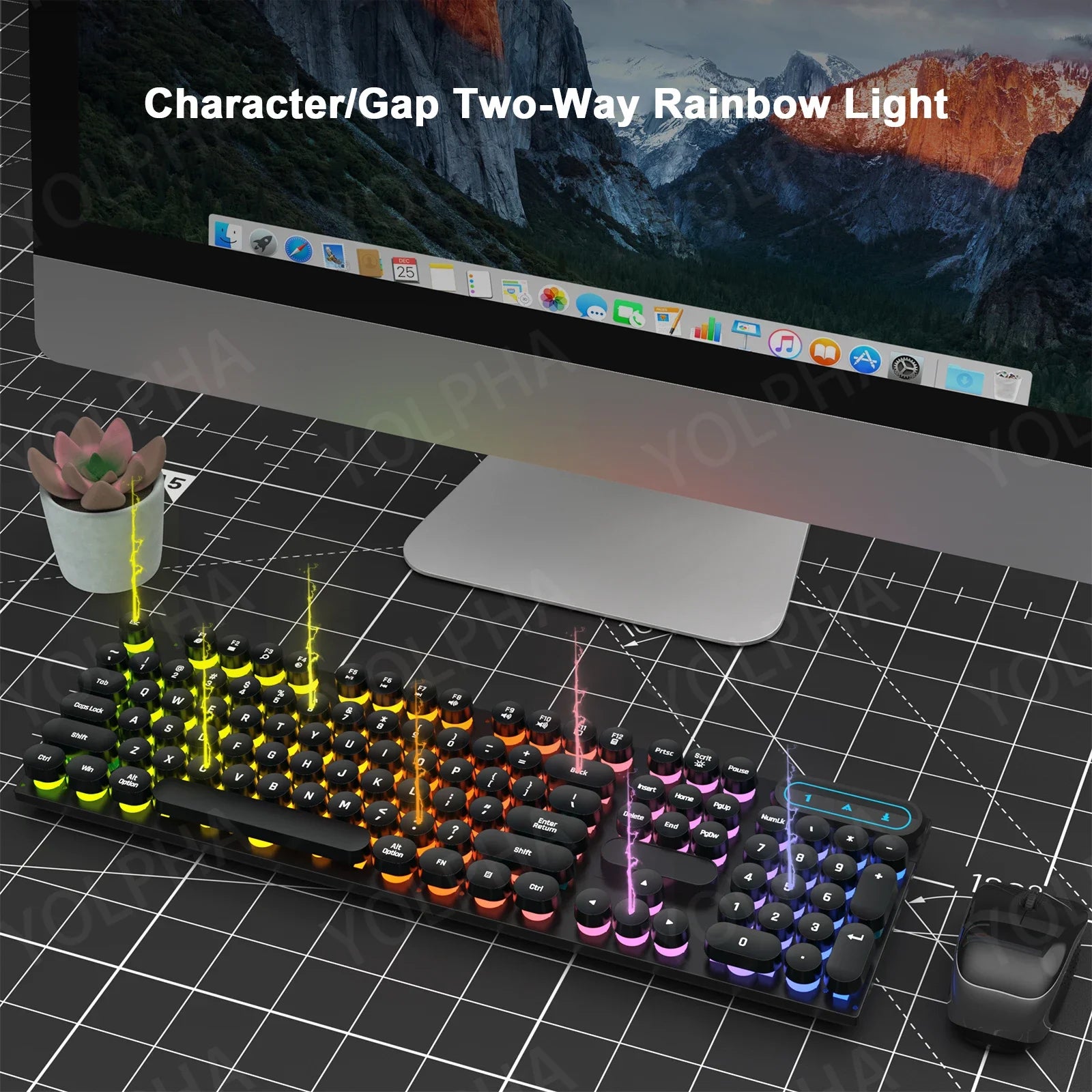 104Keys Wired Keyboard with RGB Backlit Breathing Light