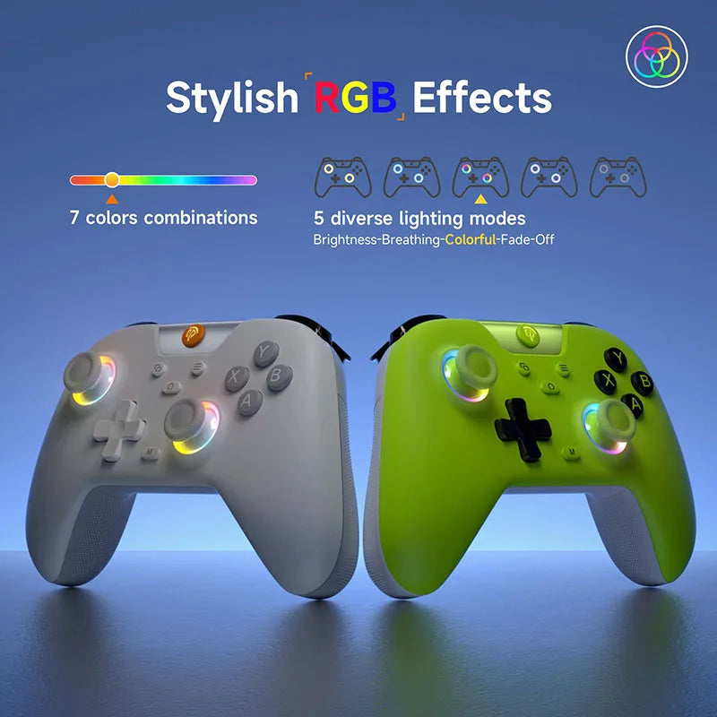 EasySMX X05 Wireless Gamepad Bluetooth Gaming Controller Compatible with PC/Phone/Switch/ Steam Gamer, RGB Light, Hall Effect