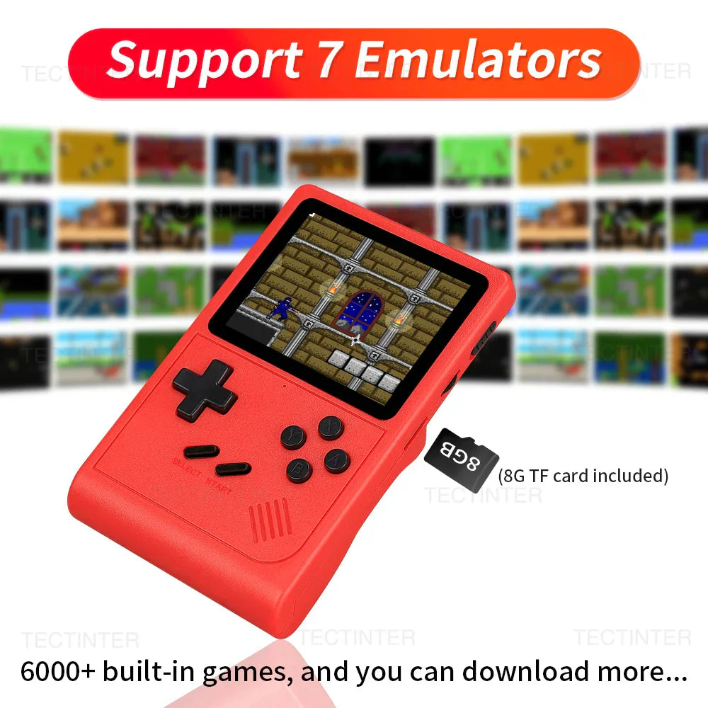 GB300 Portable Handheld Game Player 3.0 inch Screen TV Video Game Console AV Output Retro Game Console Built-in 8G 6000+ Games