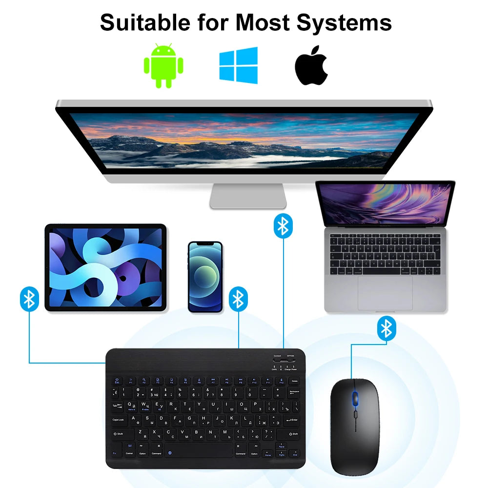 EMTRA Backlit Backlight Bluetooth Keyboard Mouse For IOS Android Windows For iPad Portuguese keyboard Spanish keyboard and Mouse