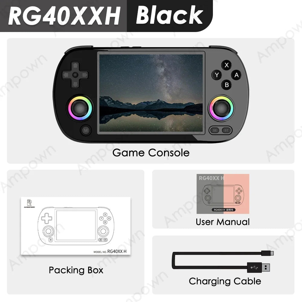 ANBERNIC RG40XX H Handheld Game Console 4'' Screen Linux System Joystick RGB Lighting Effect RG40XXH Video Player Smartpro Gifts