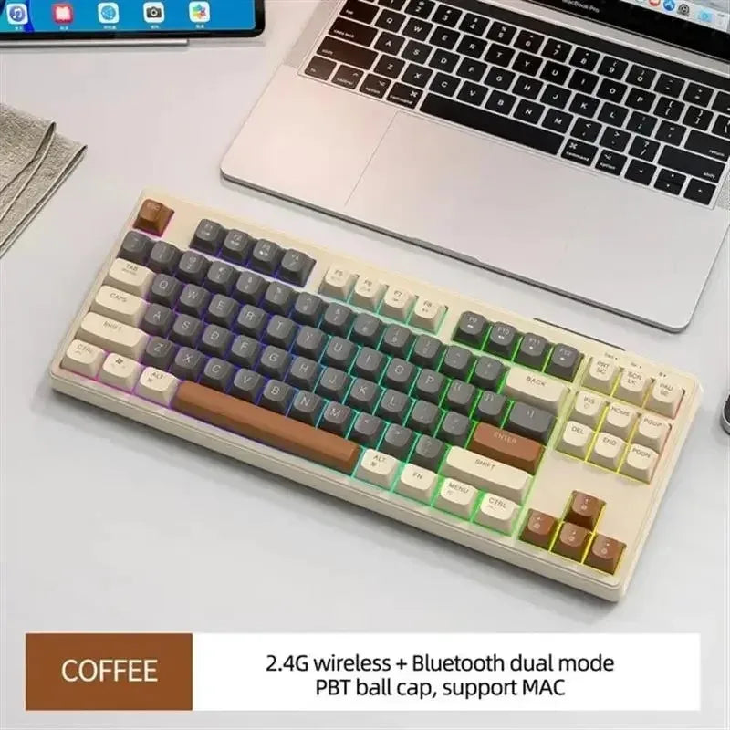 87 Keys Bluetooth Wireless Keyboard with Rainbow-light