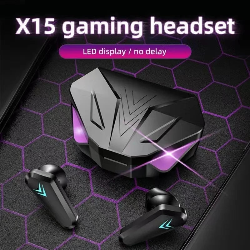 TWS Wireless Bluetooth Headset LED Display Gamer Earbuds with Mic Wireless Headphones Noise Cancelling Bluetooth Earphones X15