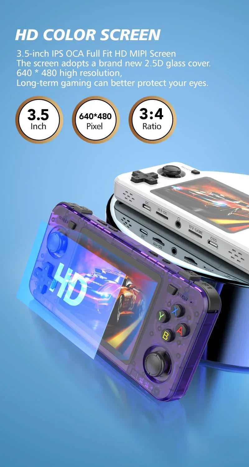 Open source R36H retro handheld video game console Linux system 3.5-inch IPS screen portable pocket video player 64GB games