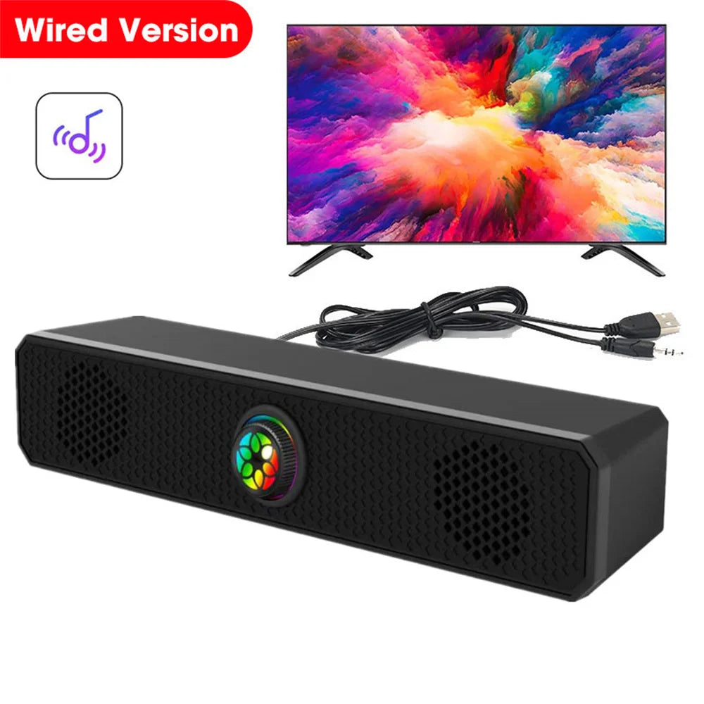 Bluetooth Speaker Surround Soundbar with wired connection and immersive audio for home entertainment.