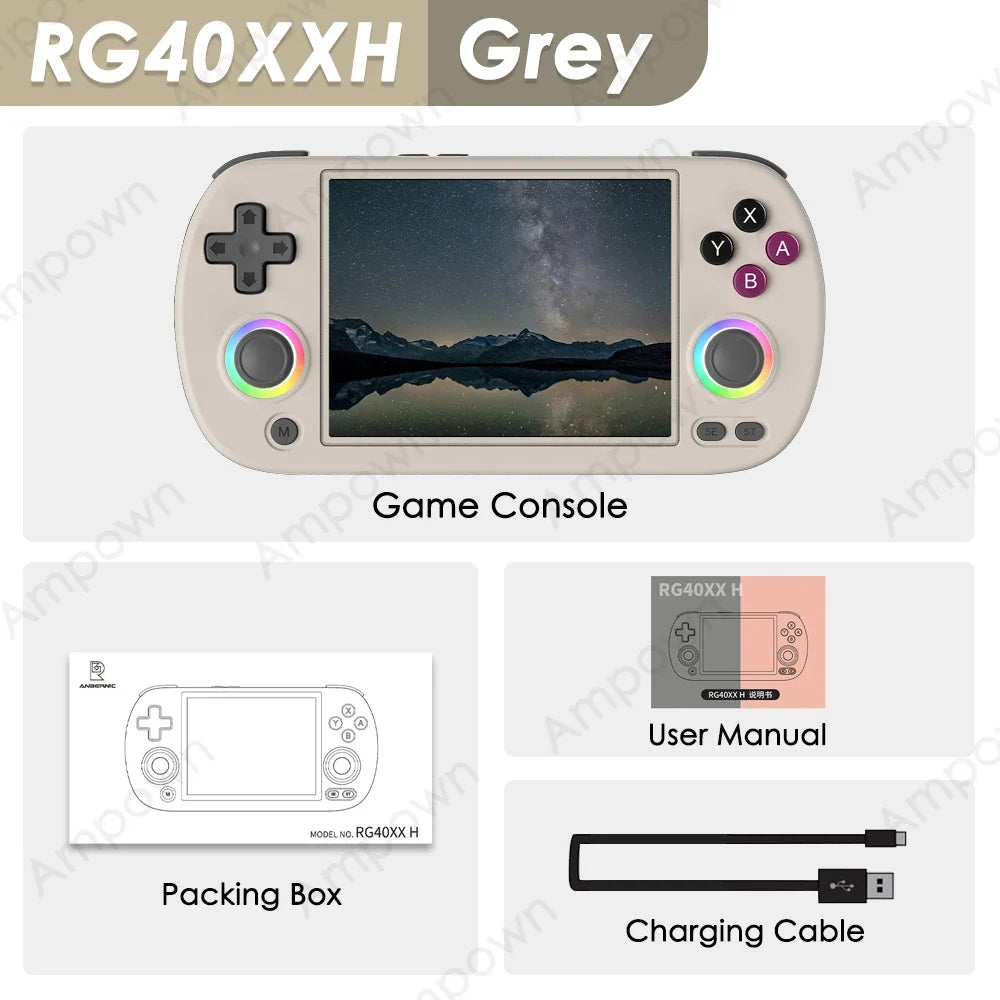 ANBERNIC RG40XX H Handheld Game Console 4'' Screen Linux System Joystick RGB Lighting Effect RG40XXH Video Player Smartpro Gifts